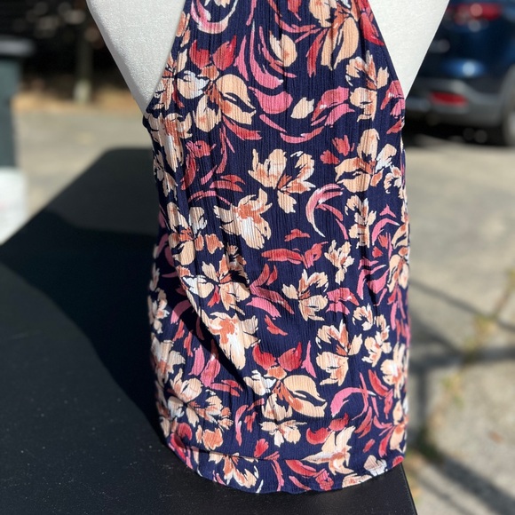 Flowy faux wrap tank top floral navy pink - Picture 5 of 5